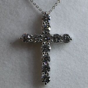 2.30 Carat Lab Grown Diamond Cross Necklace – 14k White Gold – D Color VVS2 Clar